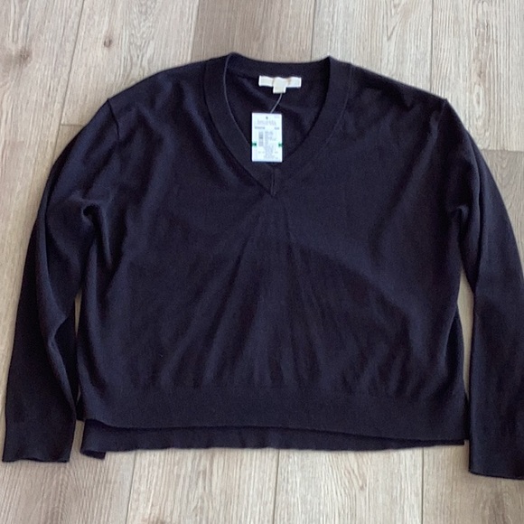 BNWT Michael Kors V Neck Sweater in Black Size L - Picture 2 of 7